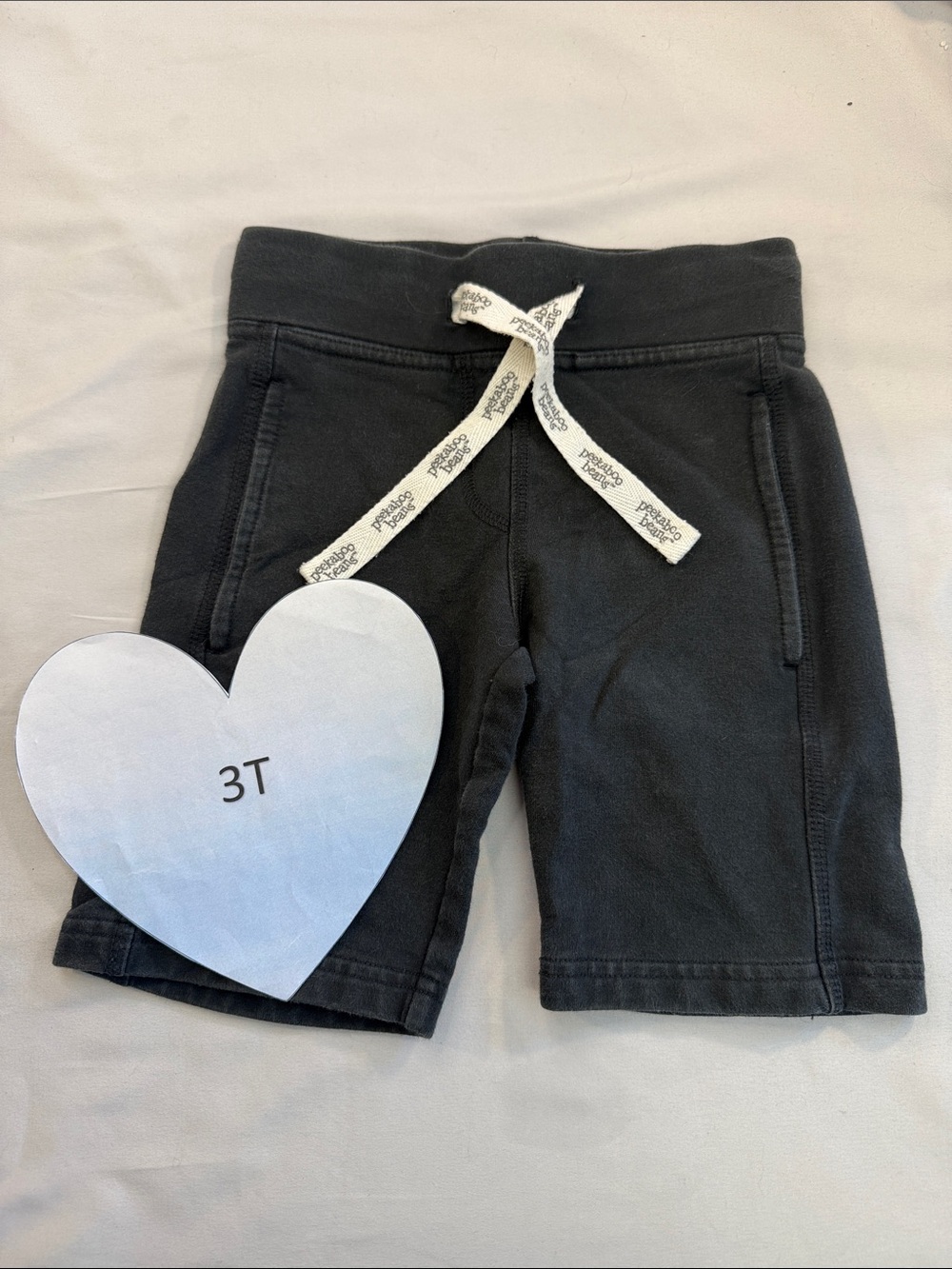 Kids Black Knit Drawstring Shorts